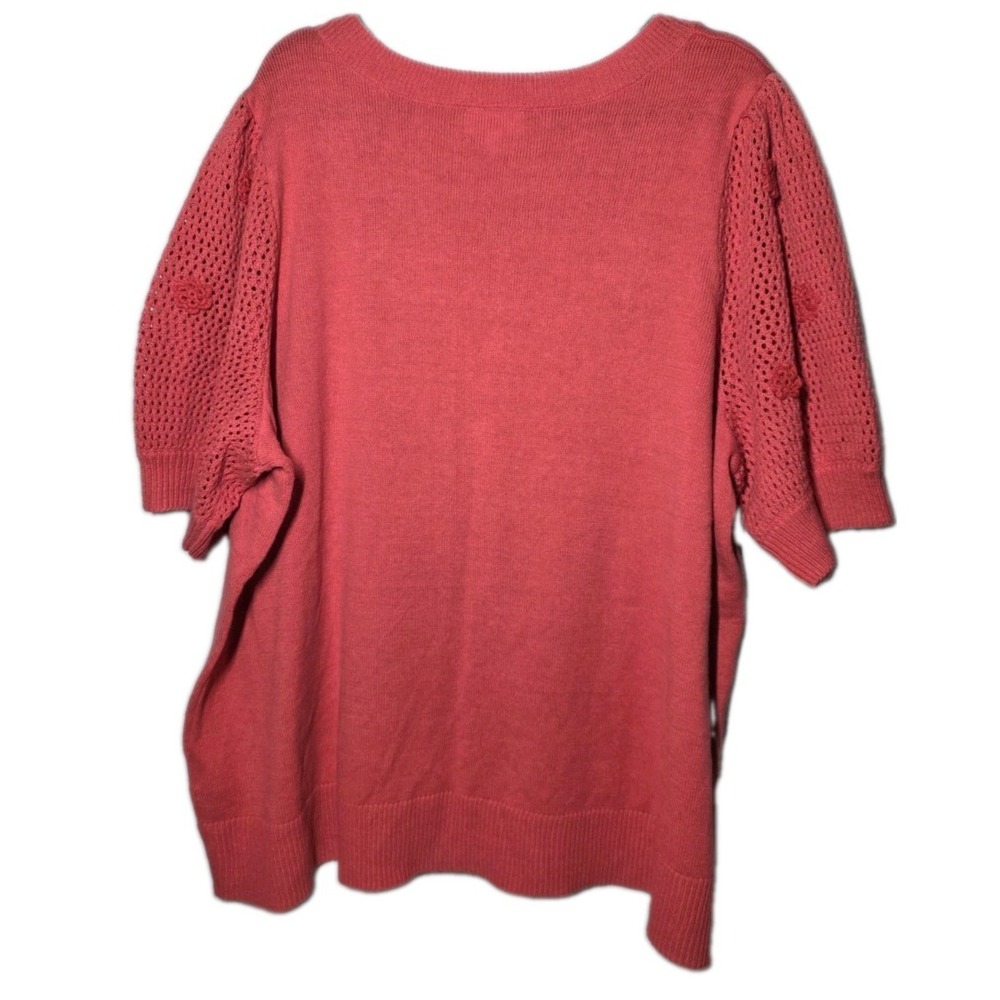 Candace Cameron Bure Cozy Relaxed Short Sleeve Sweater Coral Size 3X - Picture 2 of 8